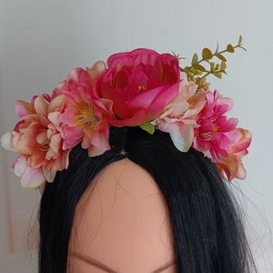 Floral Pink and Green Headband